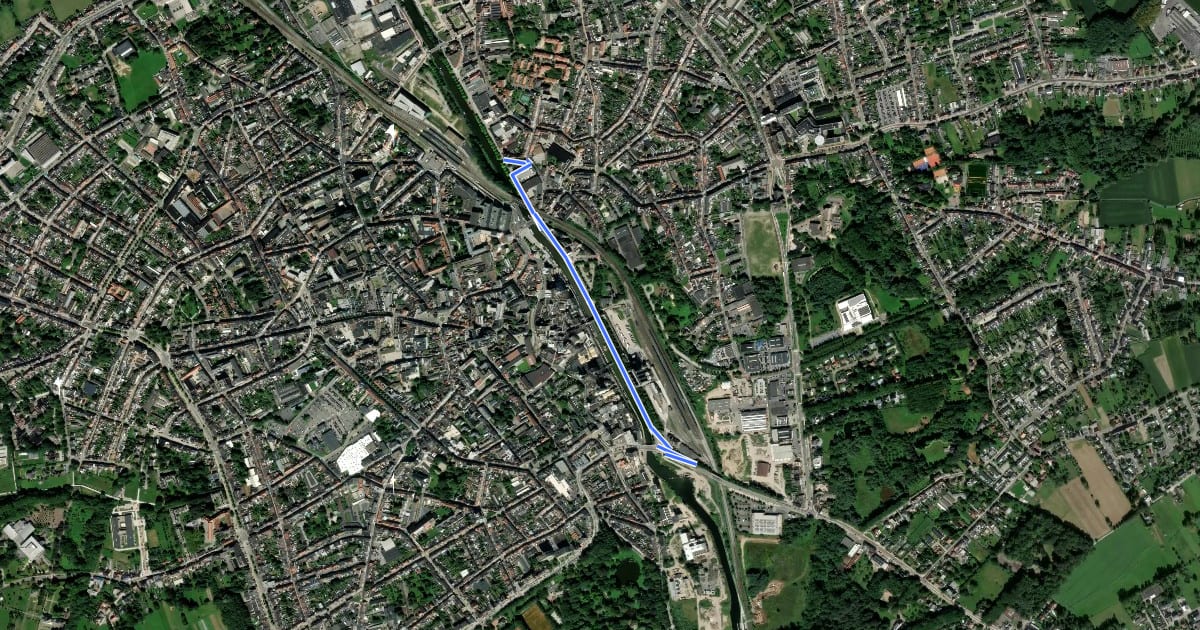 Маршрут F2 Fietssnelweg Aalst на спутниковом снимке