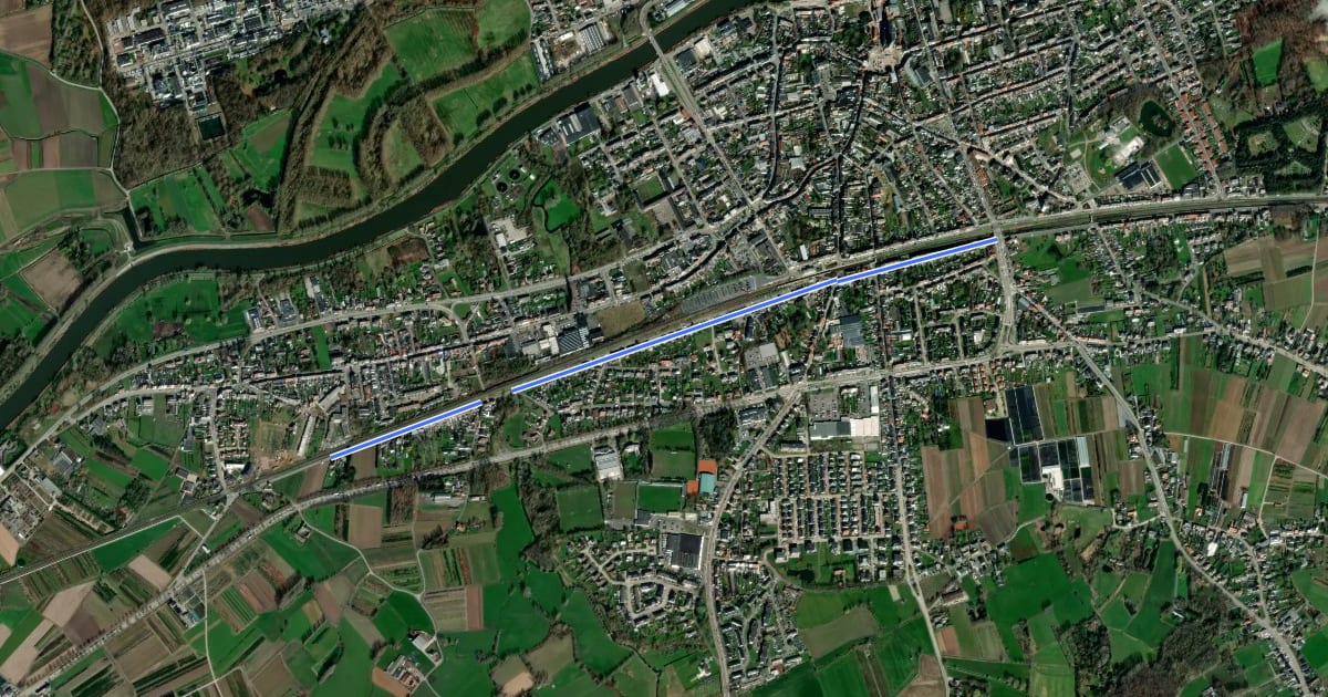 Маршрут F2 Fietssnelweg Wetteren на спутниковом снимке