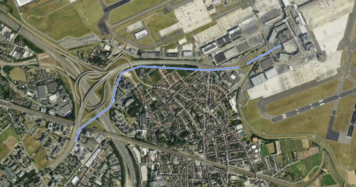 Маршрут F201 Fietssnelweg Zaventem (wenslijn) на спутниковом снимке