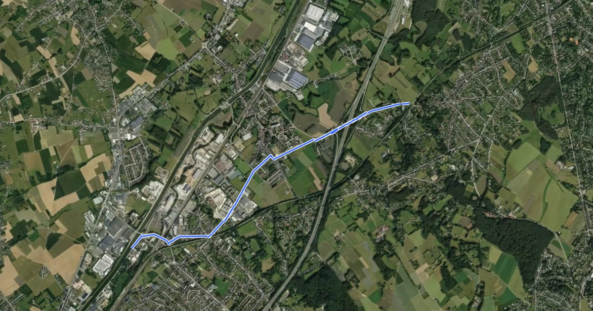 Маршрут F208 Fietssnelweg Huizingen - Beersel на спутниковом снимке