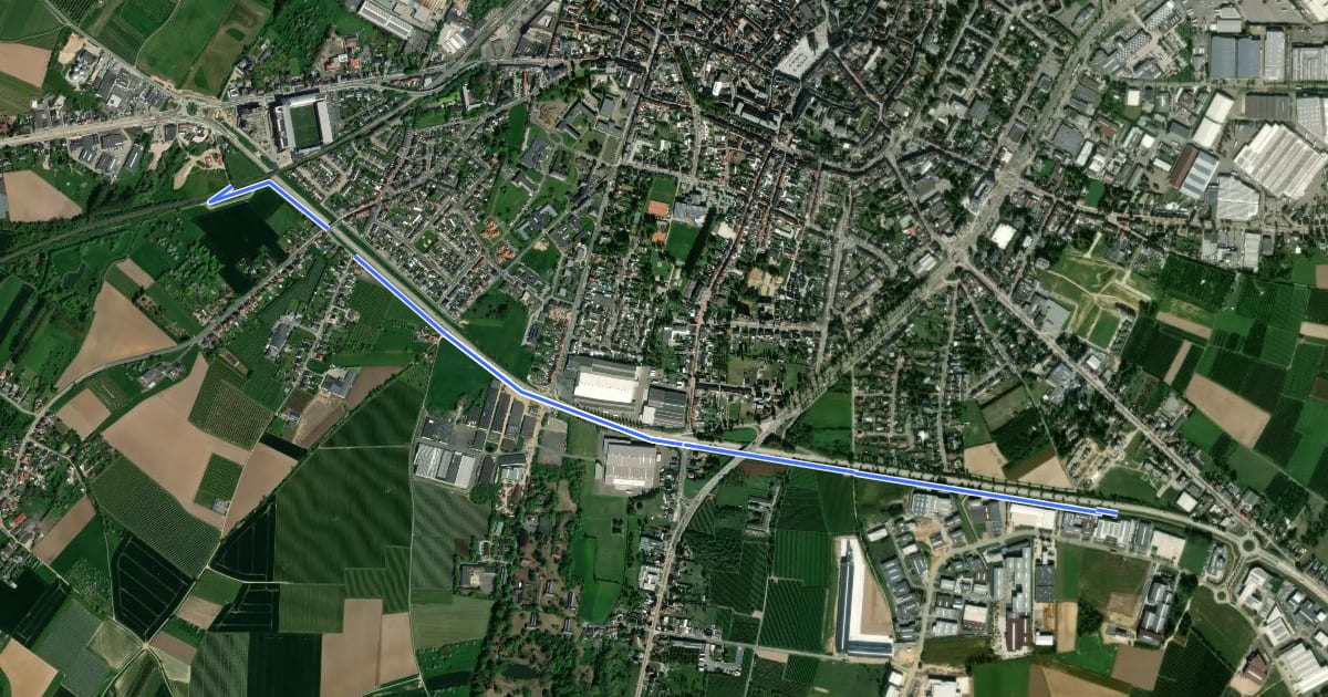 Маршрут F21 Fietssnelweg Sint-Truiden на спутниковом снимке