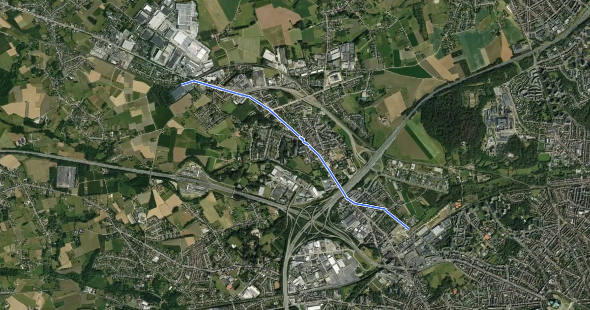 Маршрут F211 Fietssnelweg Asse - Brussel на спутниковом снимке