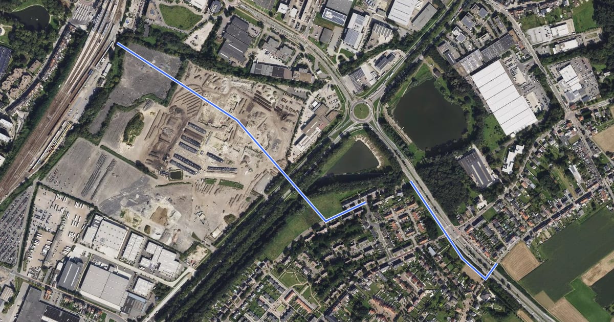 Маршрут F214 Fietssnelweg Vilvoorde (wenslijn) на спутниковом снимке