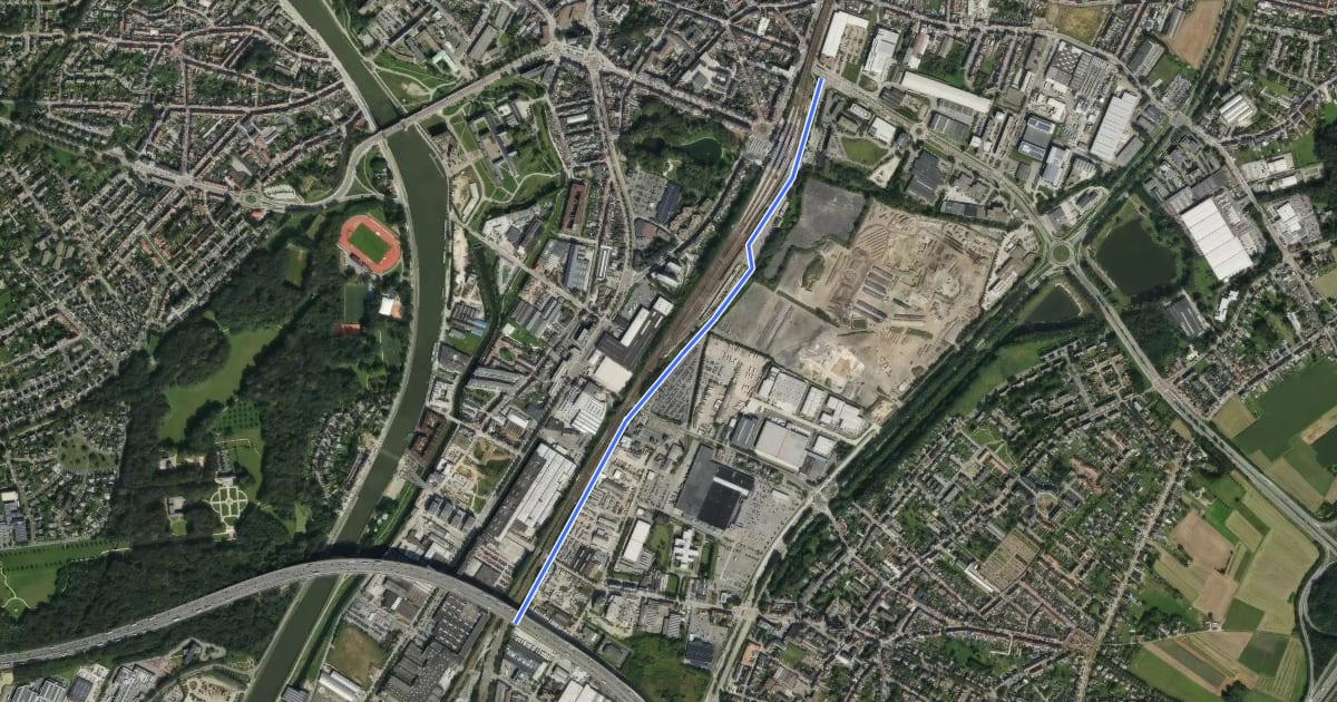 Маршрут F215 Fietssnelweg Vilvoorde (Kerklaan) - Vilvoorde (station) на спутниковом снимке