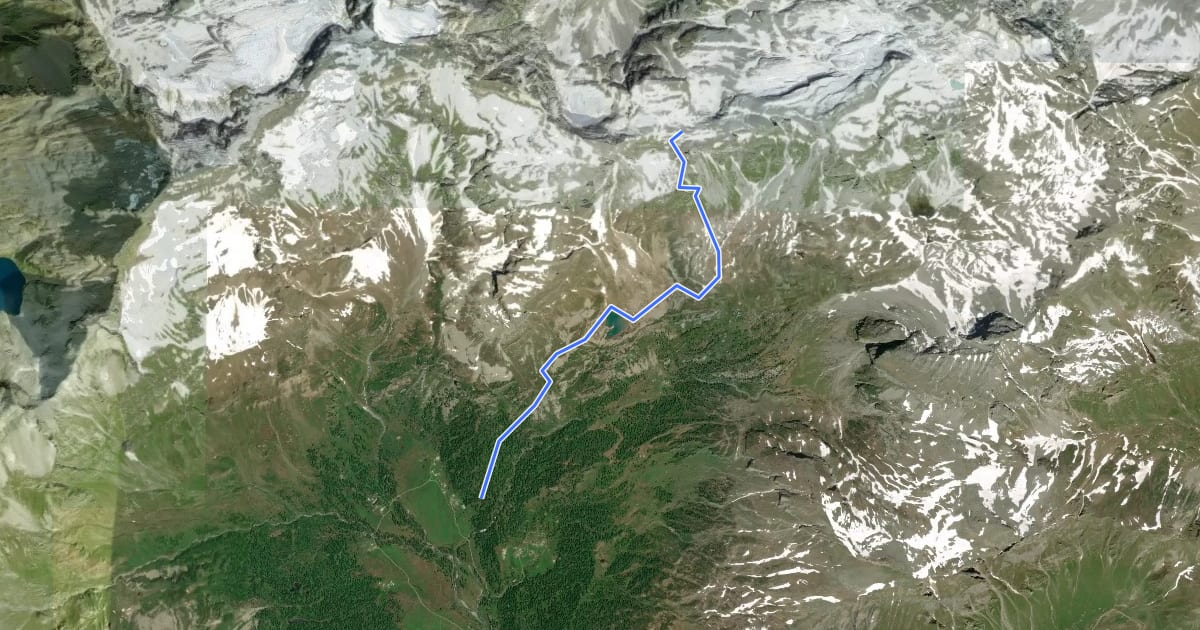 Маршрут F22 - Alpe Veglia - Lago Bianco - Passo di Boccareccio на спутниковом снимке