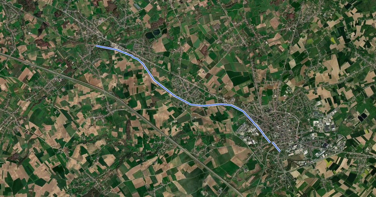 Маршрут F24 Fietssnelweg Vertrijk Tienen wenslijn на спутниковом снимке