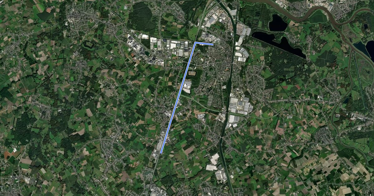 Маршрут F28 Fietssnelweg Breendonk на спутниковом снимке