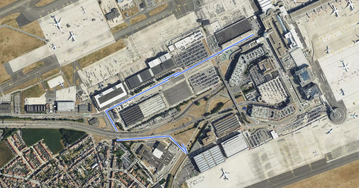 Маршрут F3 Fietssnelweg Luchthaven Zaventem (omleiding) на спутниковом снимке
