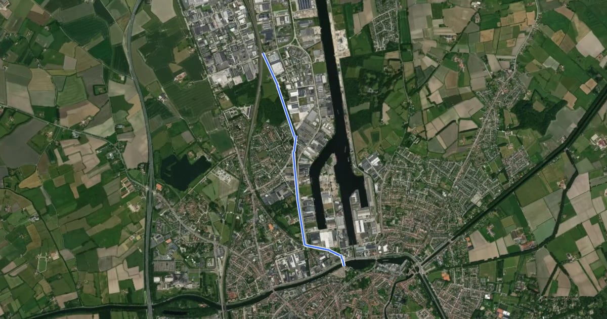 Маршрут F31 Fietssnelweg Brugge - Kolvestraat на спутниковом снимке