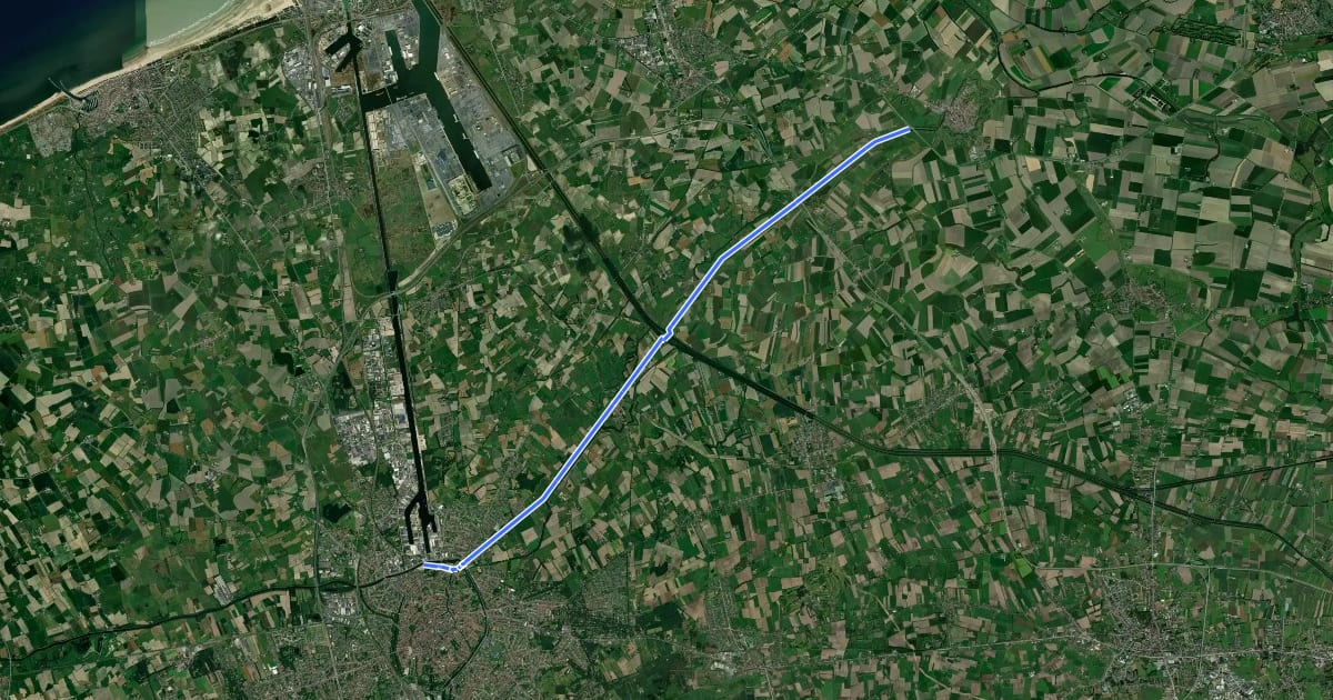 Маршрут F310 Fietssnelweg Brugge - Sluis на спутниковом снимке