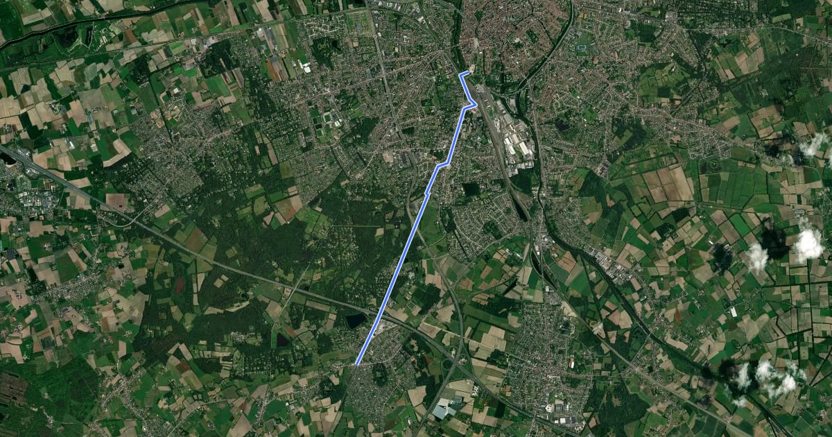 Маршрут F32 Fietssnelweg Brugge - Loppem на спутниковом снимке