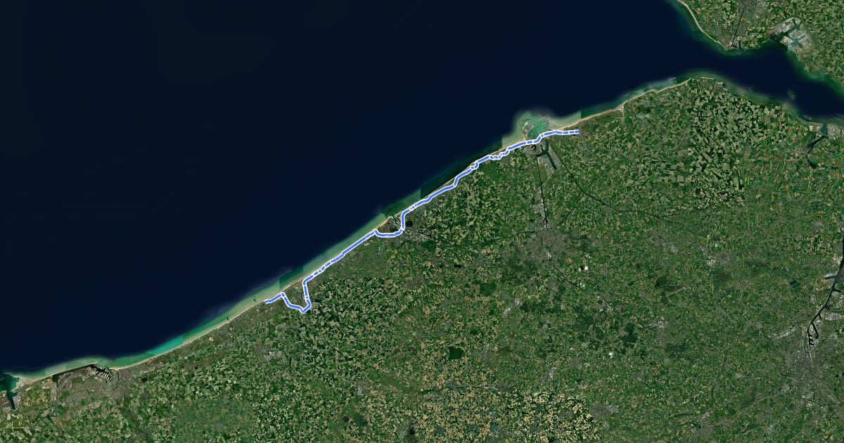 Маршрут F34 Fietssnelweg Knokke-Heist - Nieuwpoort на спутниковом снимке