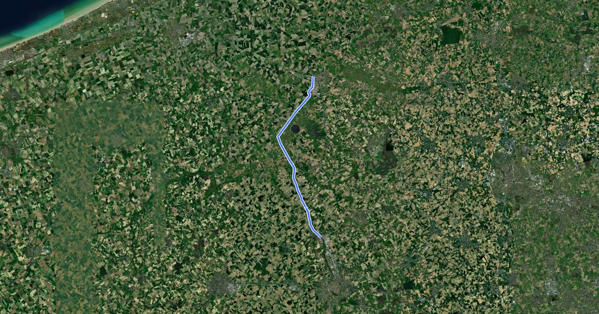Маршрут F352 Fietssnelweg Ieper - Diksmuide на спутниковом снимке