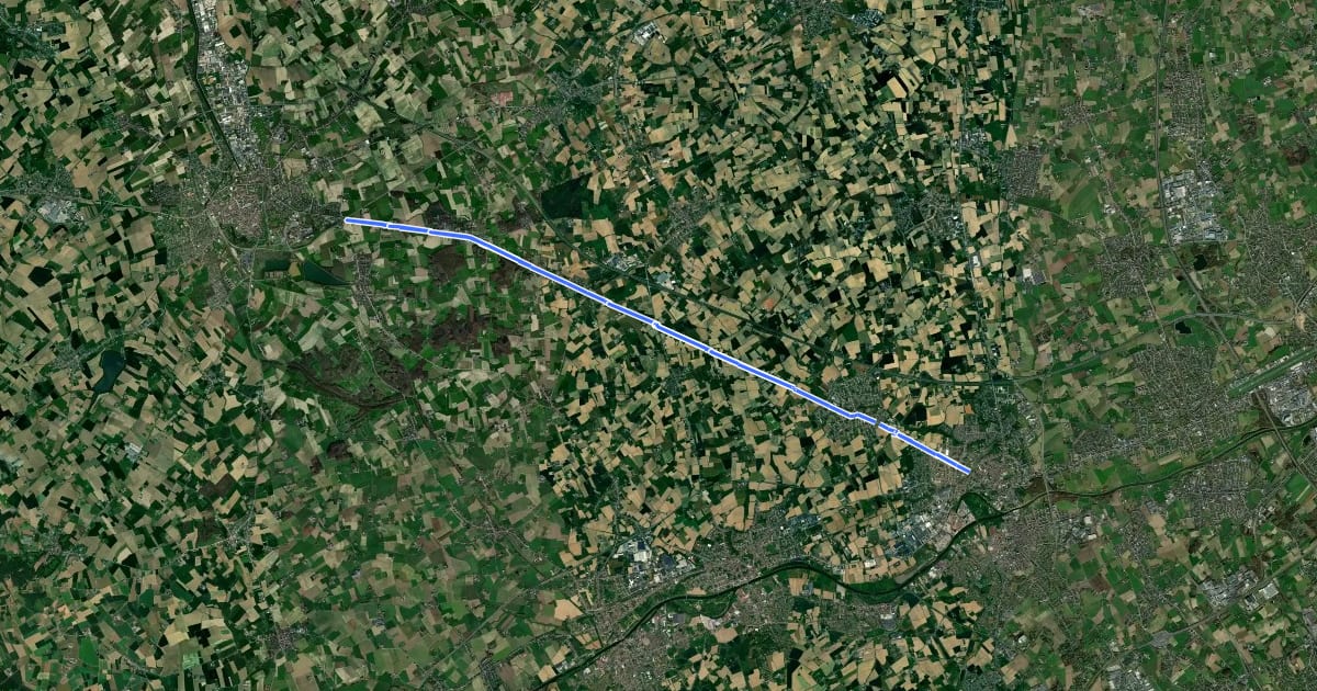 Маршрут F372 Fietssnelweg Ieper - Menen на спутниковом снимке