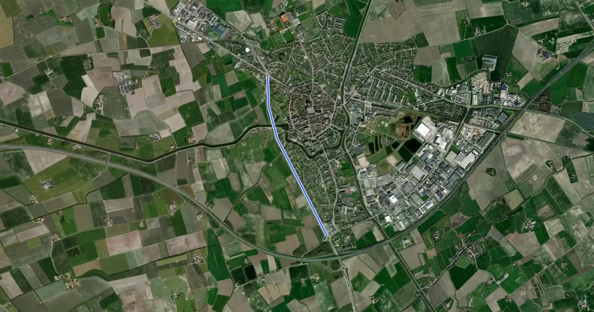 Маршрут F38 Fietssnelweg Veurne (wenslijn) на спутниковом снимке