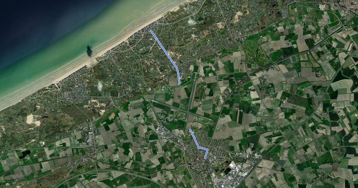 Маршрут F391 Fietssnelweg Veurne - Koksijde на спутниковом снимке