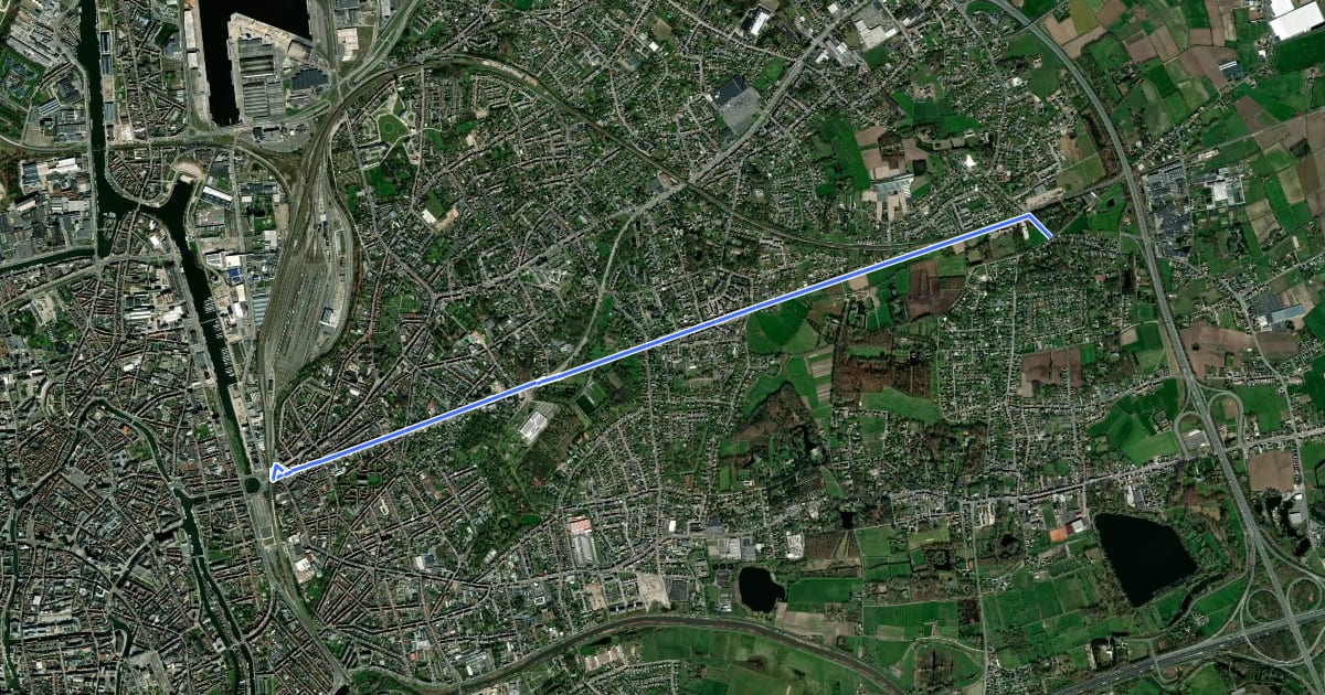 Маршрут F4 Fietssnelweg Gent - Destelbergen на спутниковом снимке