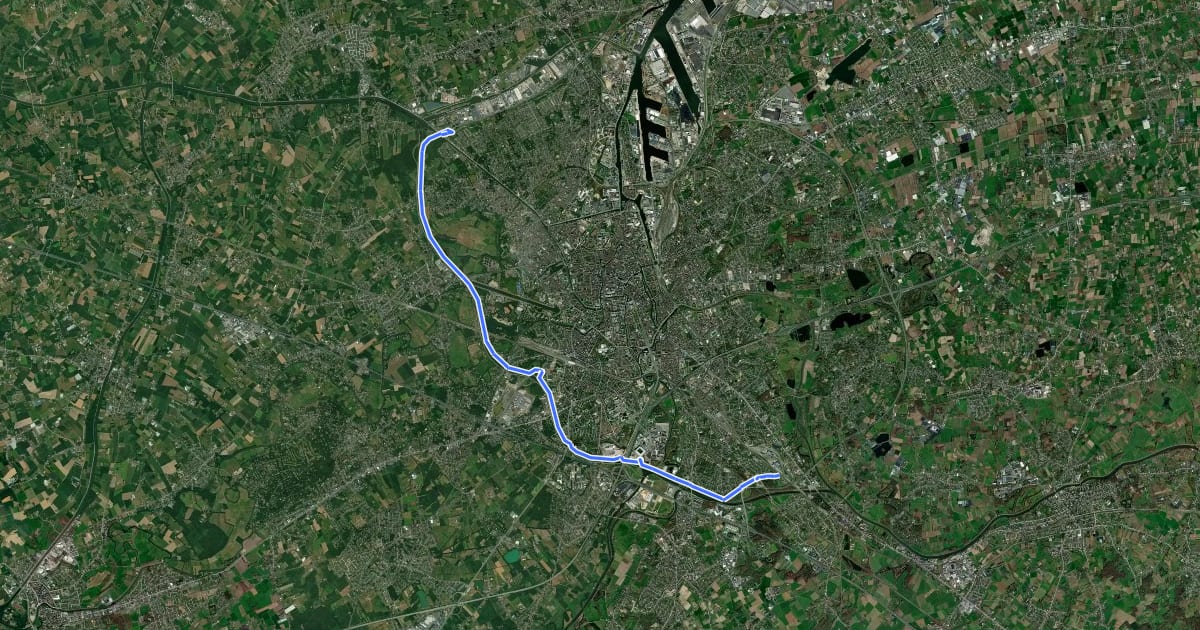 Маршрут F40 Fietssnelweg Binnenring R4 Melle - Drongen - Mariakerke на спутниковом снимке