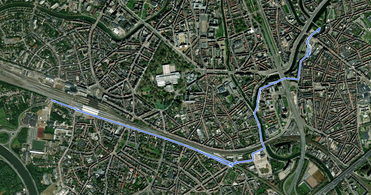 Маршрут F400 Fietssnelweg Fransevaart - Gent-Sint-Pieters на спутниковом снимке