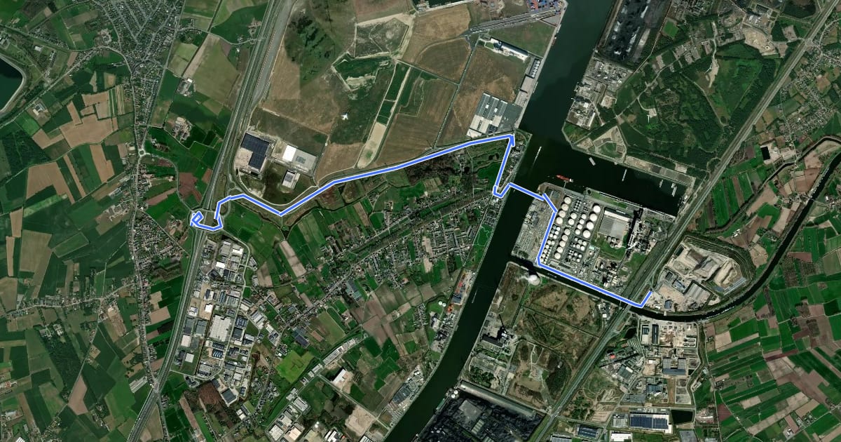 Маршрут F401 Fietssnelweg Gentse Haven Noord на спутниковом снимке