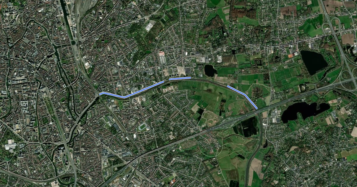 Маршрут F403 Fietssnelweg Gent- Destelbergen (via Schelde) на спутниковом снимке