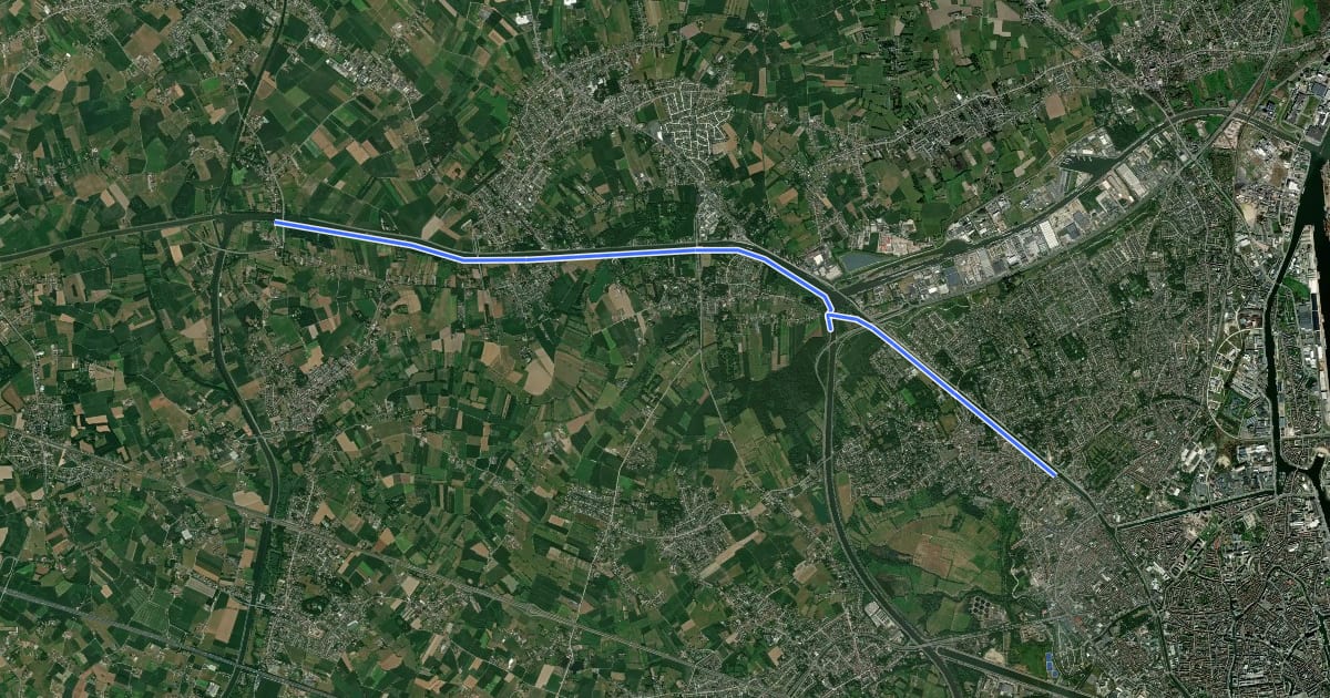 Маршрут F405 Fietssnelweg Gent - Lovendegem на спутниковом снимке