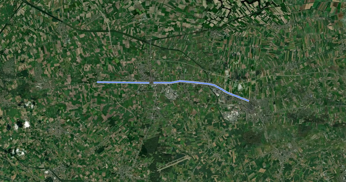 Маршрут F42 Fietssnelweg Eeklo - Maldegem (wenslijn) на спутниковом снимке