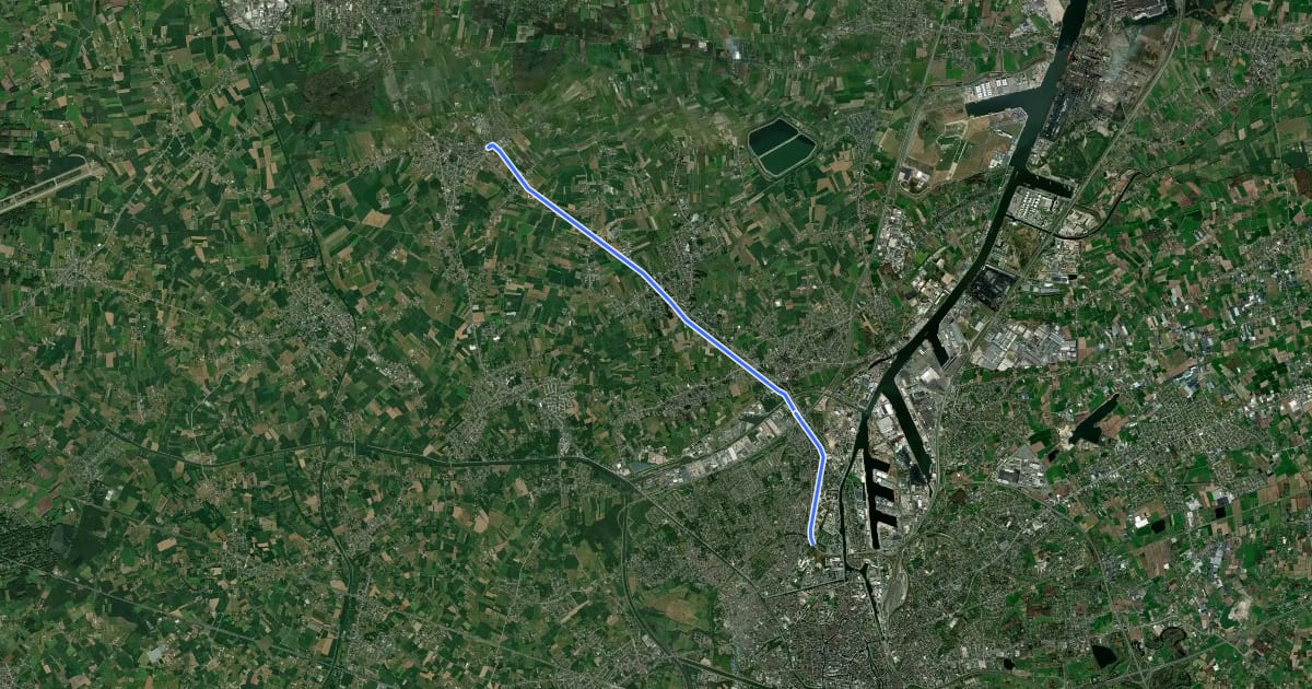 Маршрут F42 Fietssnelweg Gent - Waarschoot (wenslijn) на спутниковом снимке