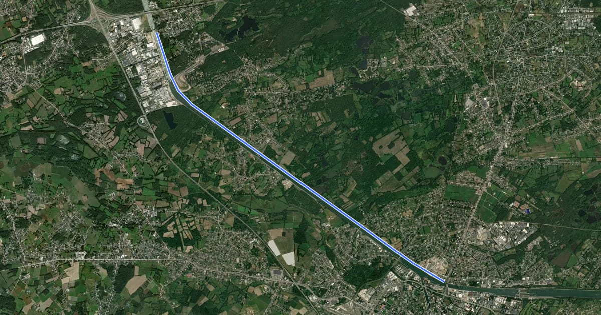 Маршрут F5 Fietssnelweg Ham - Hasselt (deel 2) на спутниковом снимке