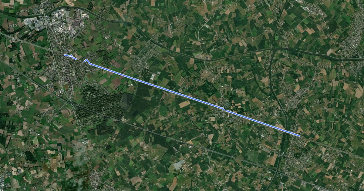 Маршрут F6 Fietssnelweg Aalter - Landegem на спутниковом снимке