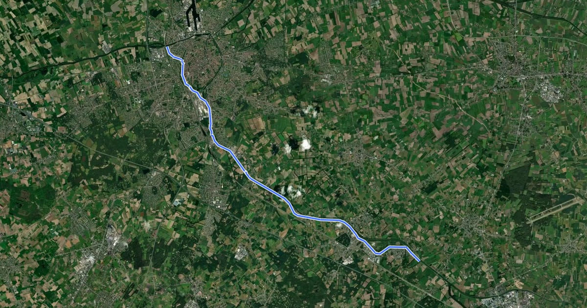 Маршрут F6 Fietssnelweg Brugge - Aalter на спутниковом снимке