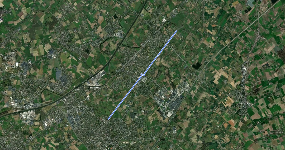 Маршрут F7 Fietssnelweg Olsene - Waregem на спутниковом снимке