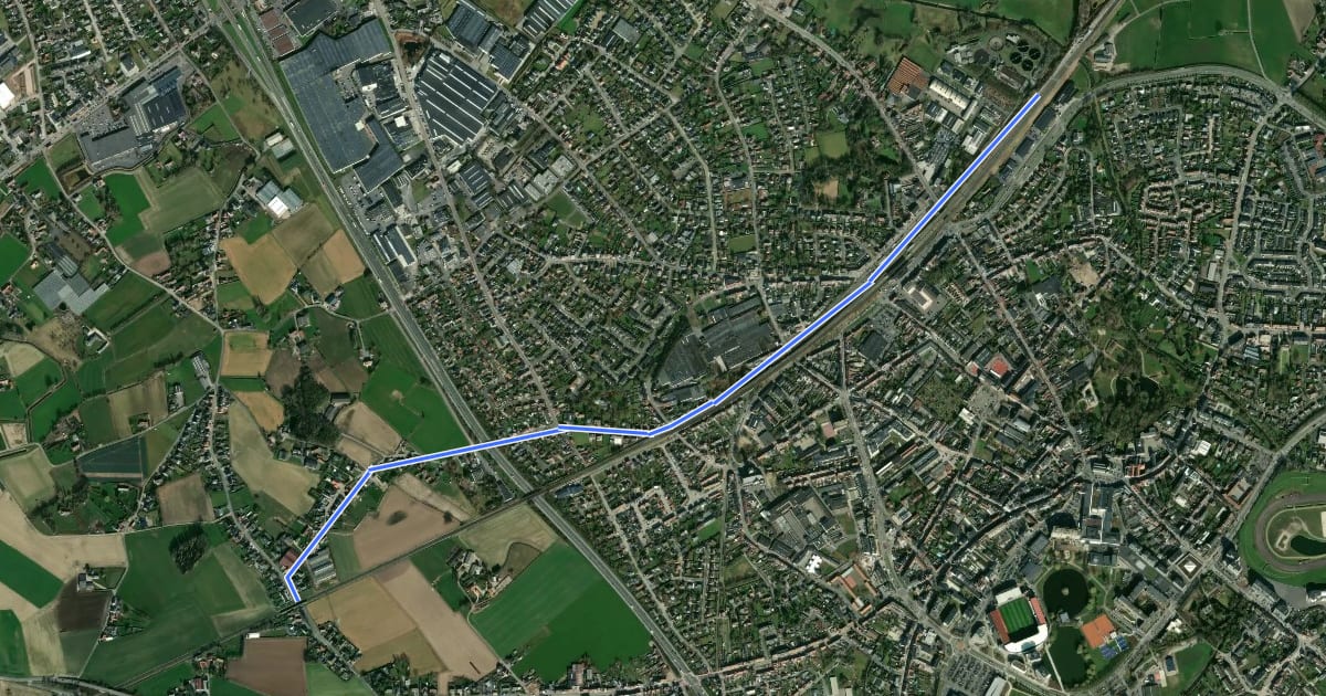 Маршрут F7 Fietssnelweg Waregem на спутниковом снимке