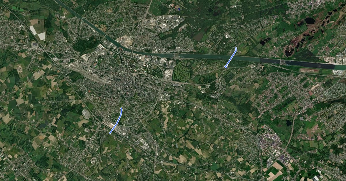 Маршрут F701 Fietssnelweg Hasselt - Diepenbeek на спутниковом снимке