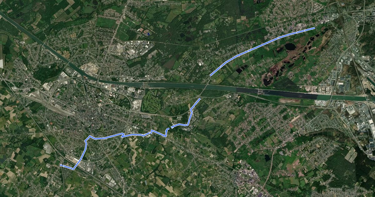 Маршрут F701 Fietssnelweg Hasselt - Genk на спутниковом снимке
