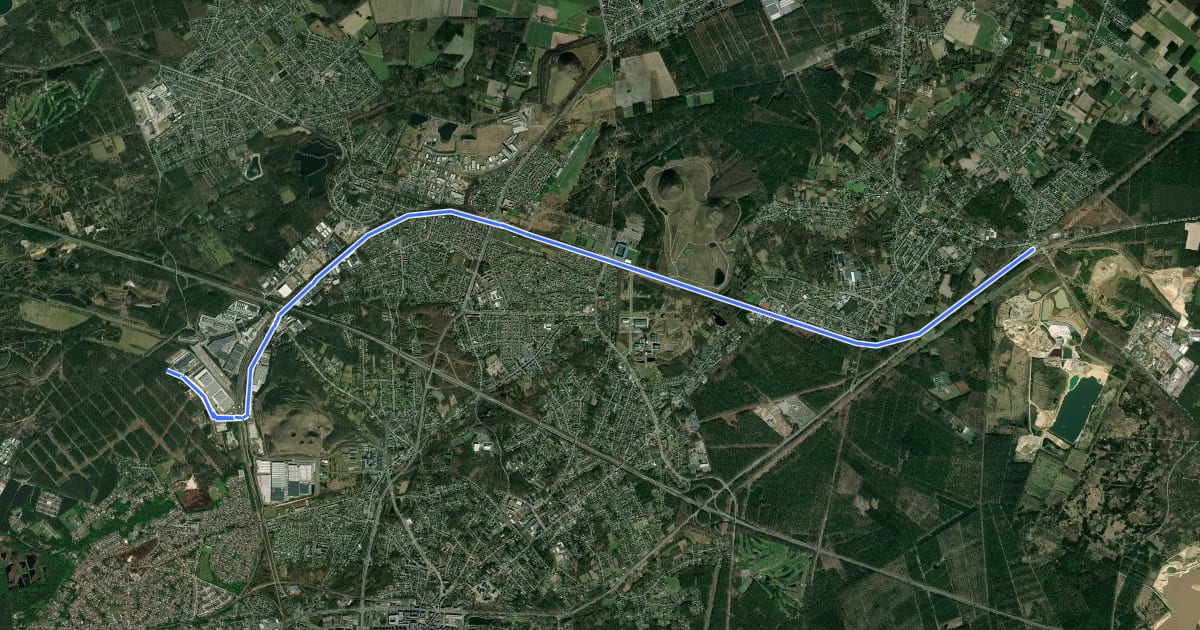Маршрут F75 Fietssnelweg Winterslag - As на спутниковом снимке