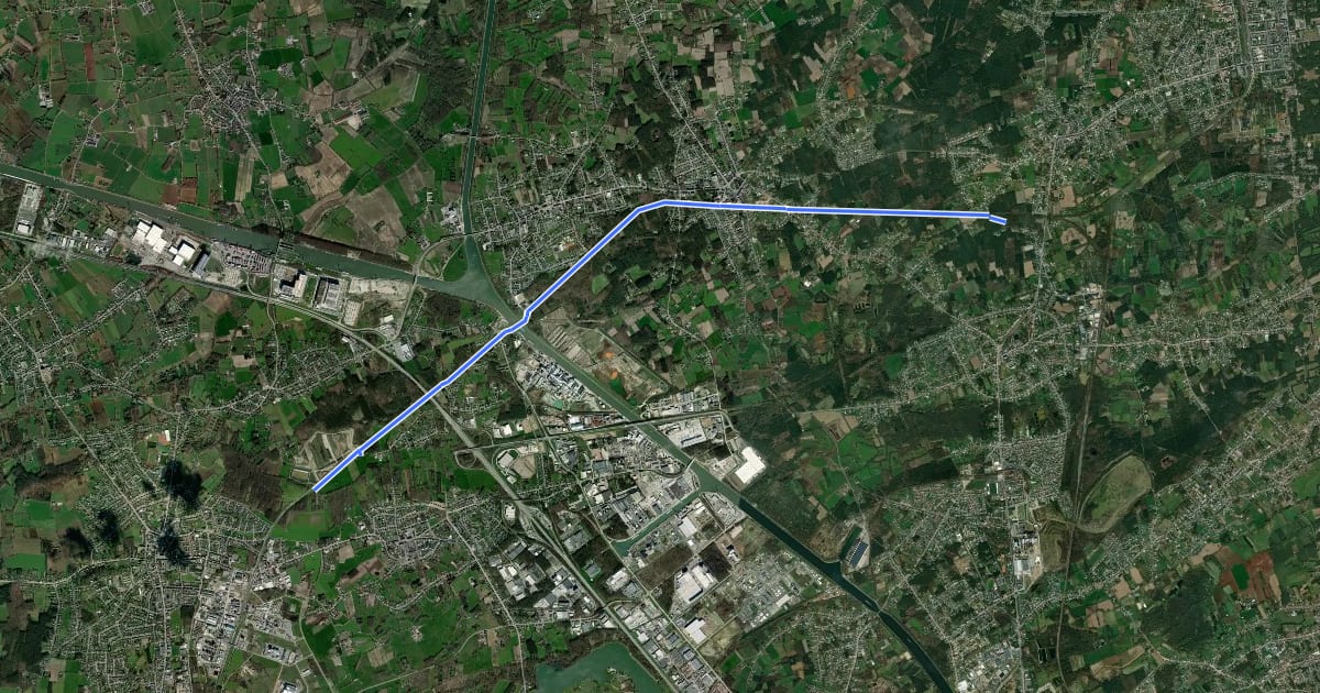 Маршрут F77 Fietssnelweg Heppen Tessenderlo на спутниковом снимке