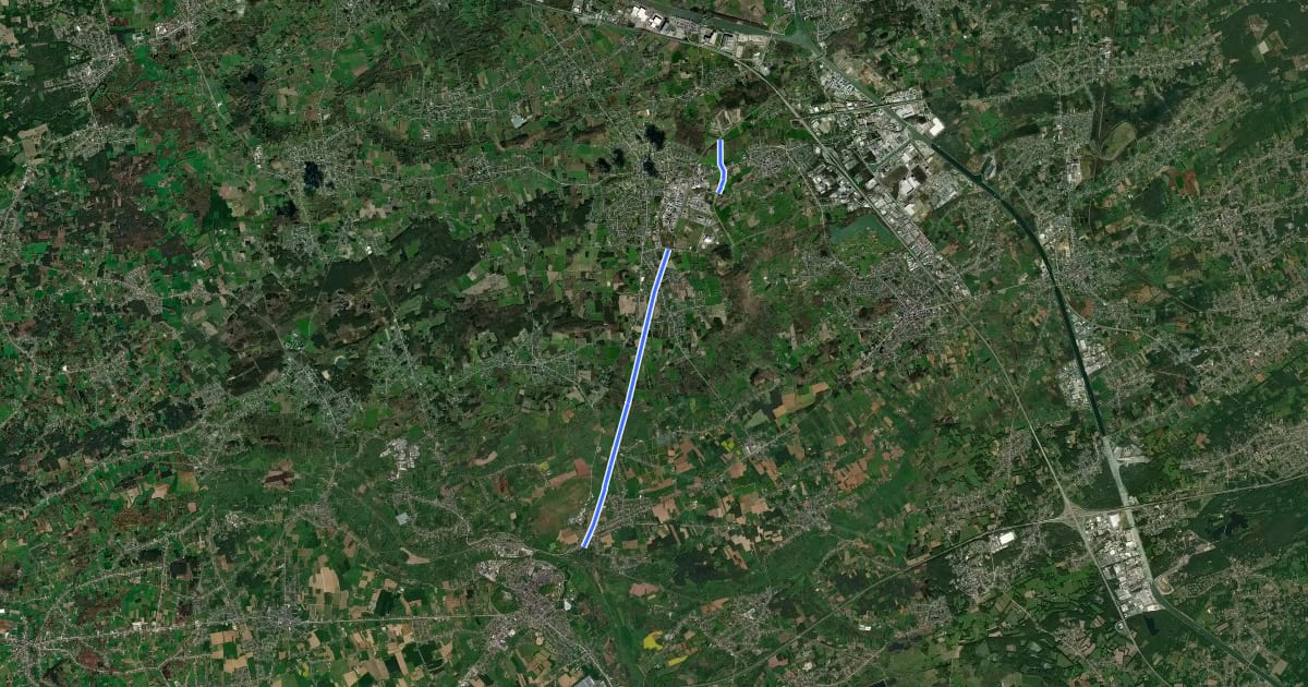 Маршрут F77 Fietssnelweg Tessenderlo (wenslijn) на спутниковом снимке