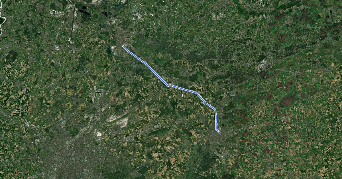 Маршрут F8 Fietssnelweg Leuven - Mechelen на спутниковом снимке