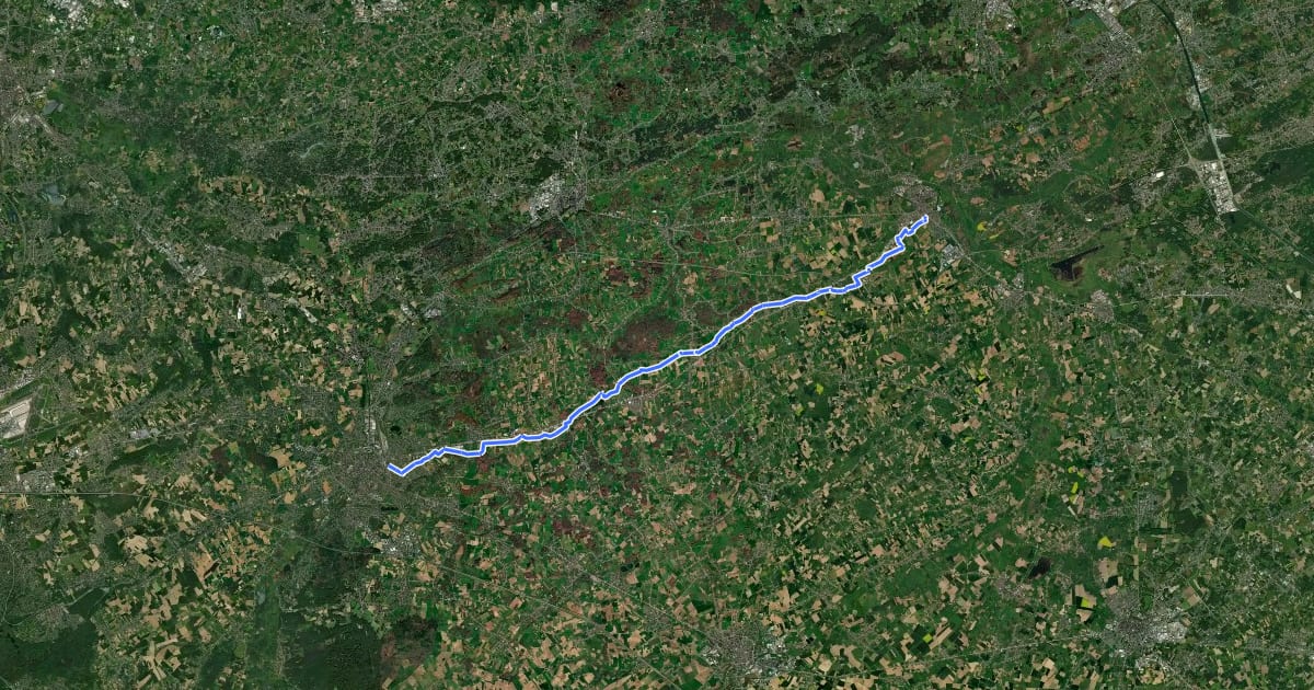 Маршрут F9 Fietssnelweg Leuven-Diest на спутниковом снимке