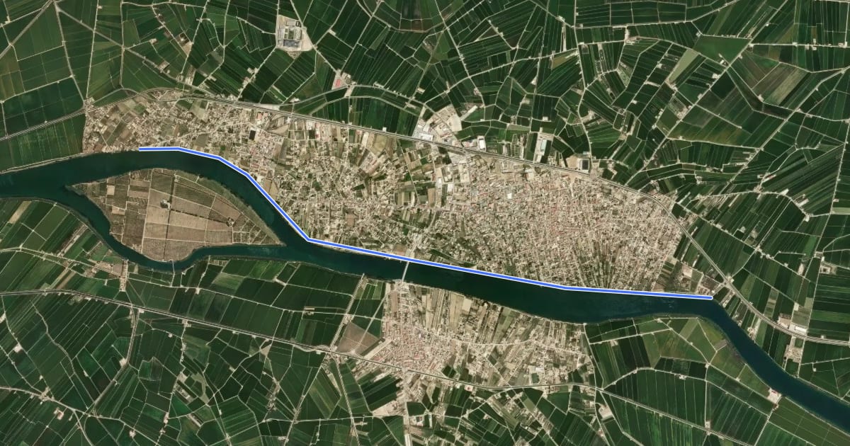 Маршрут Façana Fluvial de Deltebre на спутниковом снимке