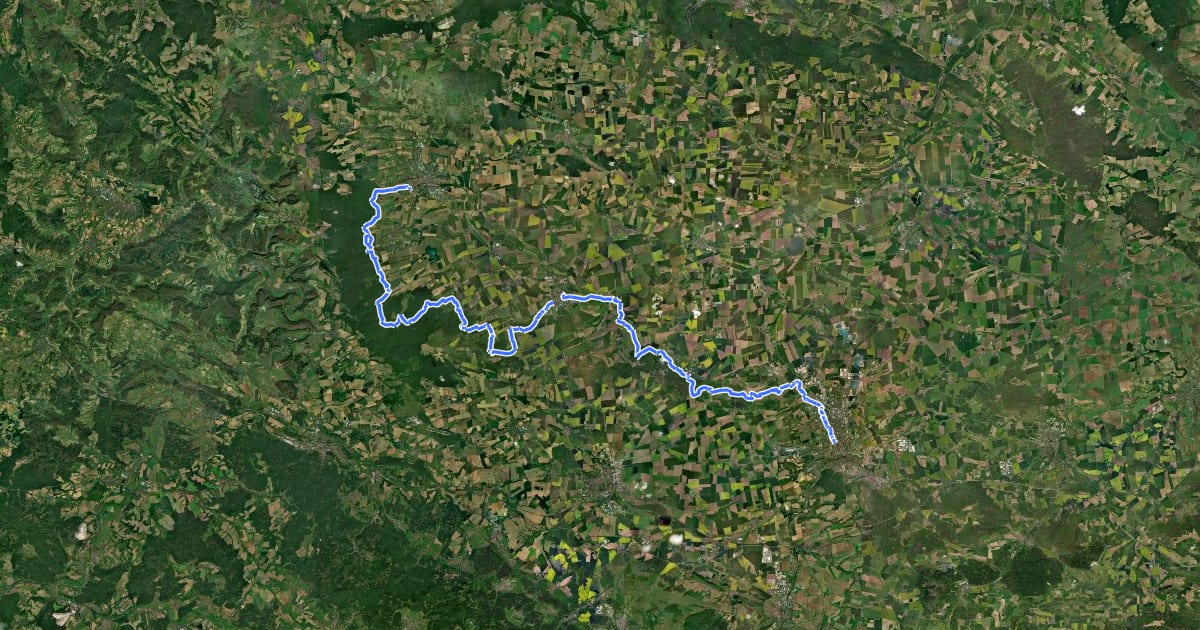 Маршрут Fahner-Höhen-Hainich-Weg на спутниковом снимке
