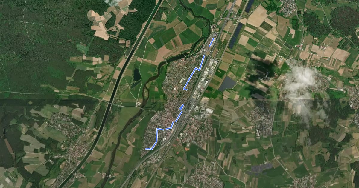 Маршрут Fahrrad-Ostroute Baiersdorf на спутниковом снимке