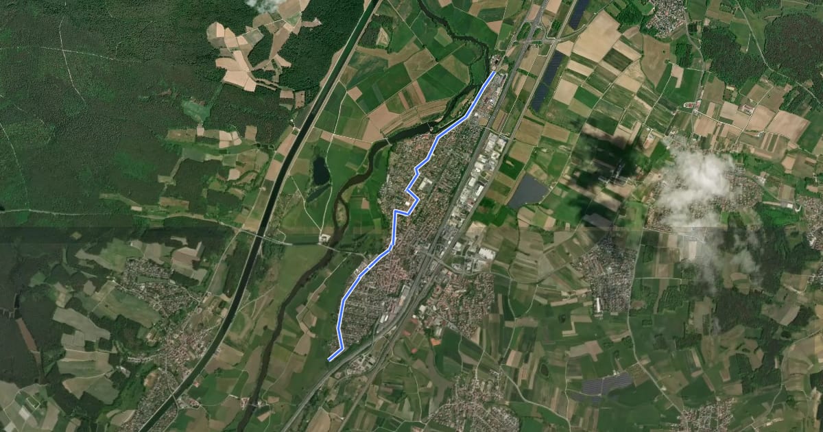Маршрут Fahrrad-Westroute Baiersdorf на спутниковом снимке
