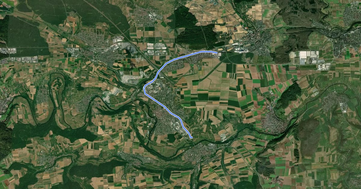 Маршрут Fahrradbahn Vaihingen на спутниковом снимке
