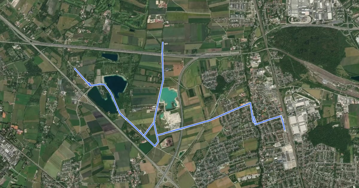 Маршрут Fahrradhauptroute Allach - Langwieder Seen на спутниковом снимке