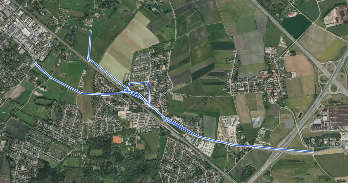 Маршрут Fahrradhauptroute Lochhausen на спутниковом снимке