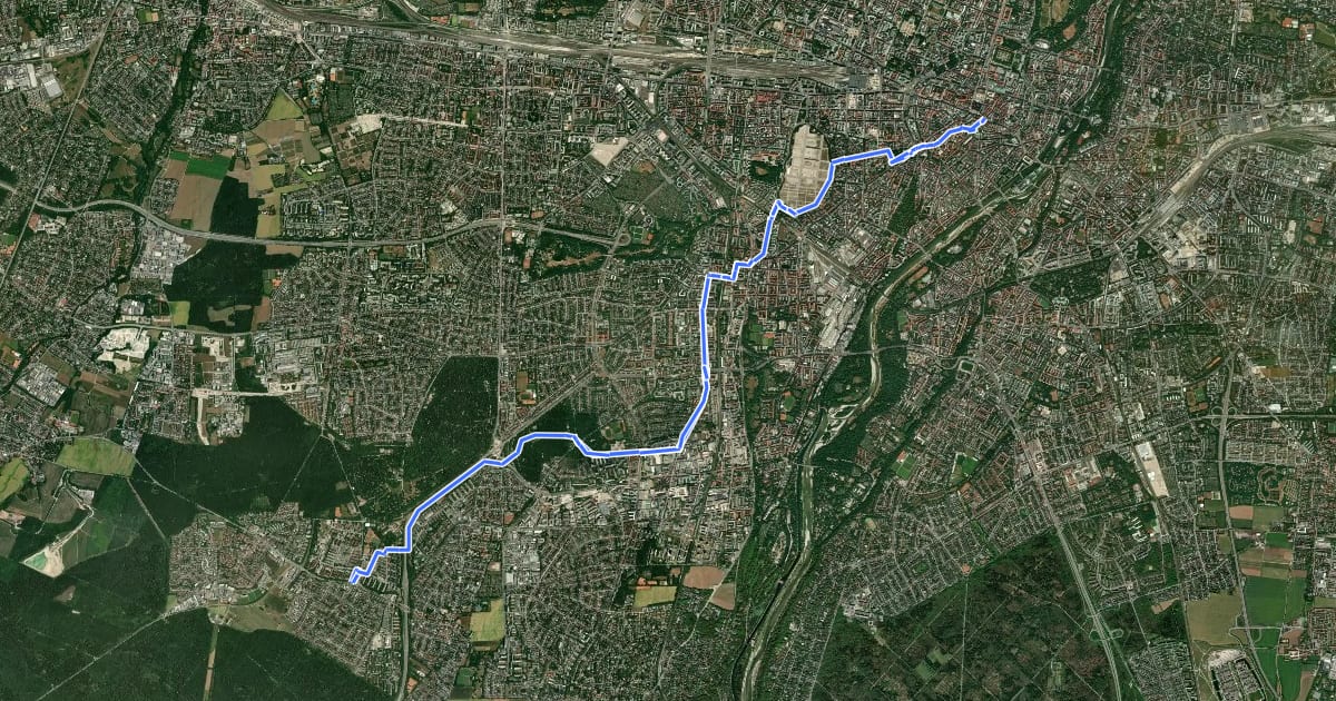 Маршрут Fahrradhauptroute Marienplatz - Fürstenried на спутниковом снимке