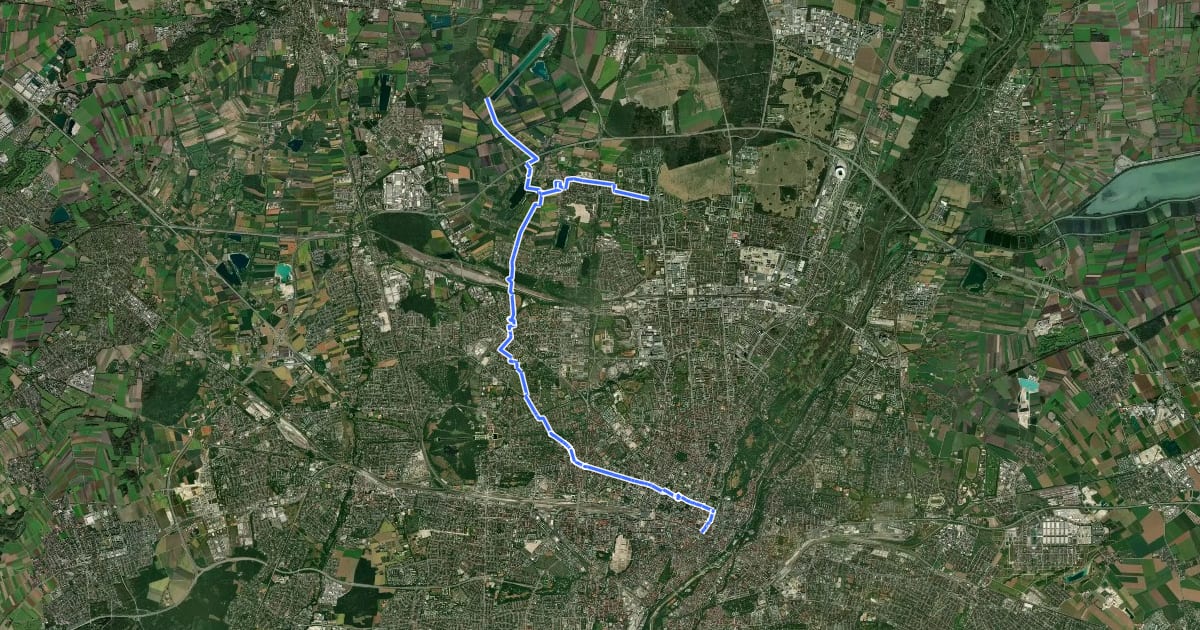 Маршрут Fahrradhauptroute Marienplatz - Feldmoching на спутниковом снимке