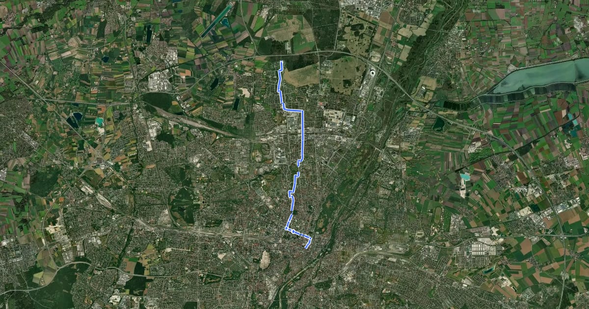 Маршрут Fahrradhauptroute Marienplatz - Harthof - Hasenbergl на спутниковом снимке